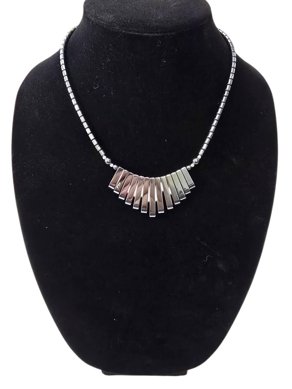 Geometric Statement Necklace Silver